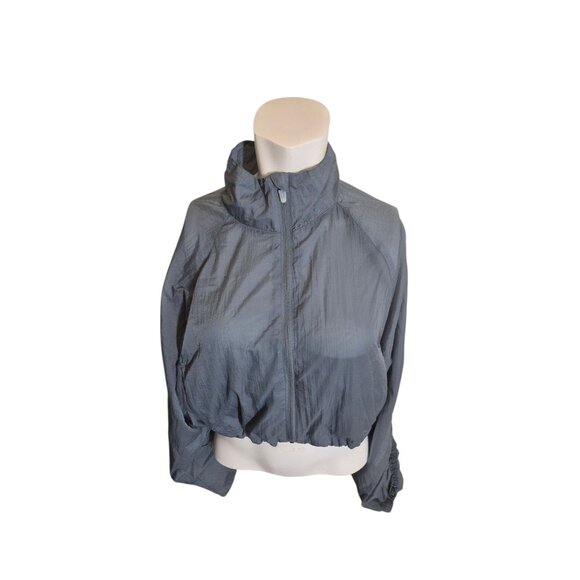 Go-H20 Cropped Lightweight Water-Repellent Run Jacket Ruched Sleeves sz S - Picture 4 of 10